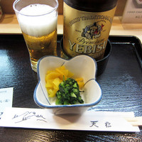 てんぷら天松 日本橋店 - ビールとお新香