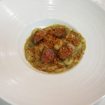 ポエシア - 仔羊のグリルと三重県産ムール貝ペーストのオレキエッテ