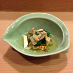 うを徳 - 久慈産松茸、平茸、しろ菜のお浸し