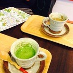 ますだ茶舗 - 抹茶カプチーノと焙じ茶カプチーノ（飲みかけですみませんｗ）