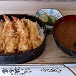 Maruzen - 天ぷら 満る善 ＠森下 天丼（上） 1,100円 ＋ 蜆の味噌汁 200円（共に税込）