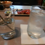 すみよし - 麦焼酎（二階堂水割り）濃いめに作ったので、水が付きます