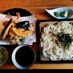 京うどん 生蕎麦 岡北 - 『天せいろうどん』(1600円)！！天ぷらが美味しい～♪(^o^)丿
