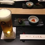 どんた久 - お通しとビール