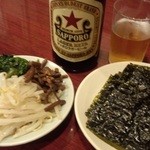 中瓶ビール＋ナムル＋韓国海苔（サービス）