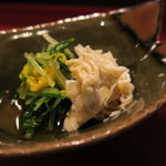 たまゆら - 27年9月　岩手ワタリガニと水菜・菊花のお浸し