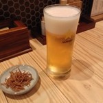 鴨そば塚田農場 - 生ビール380円