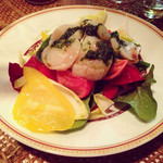 山岸食堂 - ホタテのマリネとたっぷりの野菜サラダ
