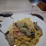 エカイエJP - 最後は〆の牡蠣とベーコンのクリームパスタ