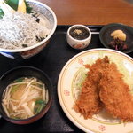 お食事処 大原 - アジフライとしらす丼定食（1,200円）