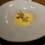 マコモダケのオーブン焼き　温かいスモークしたマヨネーズ添え