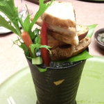 里湯昔話・雄山荘 - さくらﾎﾟｰｸｶﾂｻﾝﾄﾞと野菜ｽﾃｨｸ