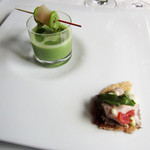 小笠原伯爵邸 - そら豆のスープ　クレソンのアリオリと子羊のコカ
      