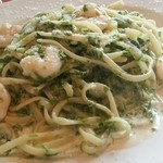 トラットリア グランボッカ - 【2015年9月】小エビと生海苔のクリームソース～柚子こしょう風味～（生パスタ：大盛り）