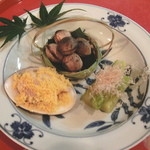 ふた川 - 前菜（銀杏・蛤・アスパラ辛子漬け）