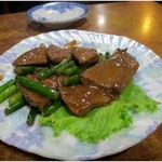 生樽ホッピー 美好 - ニンニクの芽レバー炒め