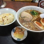 正油らーめんセット、煮卵付き