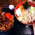 蕎麦 まえだ - 蕎麦 まえだ ＠京橋 冷やしぶっかけ ＋ ミニ天丼 ５８０円