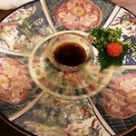 九州 熱中屋 - いかてっさ。薄くてお皿の模様が透けてます