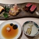 おにく 花柳 - 和牛シャトーブリアン　ボリビア岩塩またはポン酢