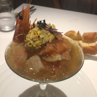 Lien - 青森県産　魚介のマリネと焼きトウモロコシムースカクテル　魚介のコンソメ