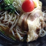 金婚亭 - 白金豚冷え稗かれーそば／カレー汁を入れました