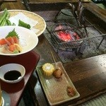 渓山亭 - お造りと囲炉裏