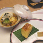 Saginoyusou - 夕食（揚げ出しごま豆腐、大鰈の味噌漬け）