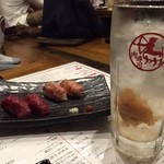 肉寿司 - 梅干サワー