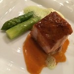 上高地帝国ホテル - 信州米豚とグリーンアスパラガス
                                クリーミーなポレンタとドライフルーツ