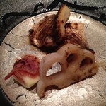 霞庭 まつばら - かます焼き山椒醤油で、生ハム＆無花果、