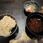 炭火鉄板焼　杜季 - お食事はガーリックライスを選択、そうめんも出来るようです