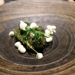 フロリレージュ - オカヒジキで包んだ牡蠣のフリット.レモンメレンゲを添えて…