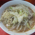 ラーメン二郎 三田本店 - 小ラーメン600円、野菜少なめニンニク(2015.9.9)