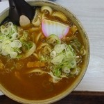 うどんのいなや - カレーきしめん+生玉子、ネギ