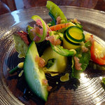 レストラン オネット - エッセ（前菜・リゾット・メイン・マドレーヌとコーヒー）1800円の、大分佐藤農園黄金の土から届いた温野菜のメドレー