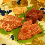 刺身盛り合わせ（ハラミ、ツラミ、ハート、ミノ）