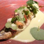 ランチコース 5443円 の鮎の丸焼き彩り野菜添え