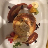 bottega 柏店 - ラムレーズンのパンケーキ！美味しい！ラムがガツンときいていてラム好きにはたまらないデザート。