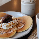 コマチンカフェ - 本日のパンケーキセット、あずきホイップ。