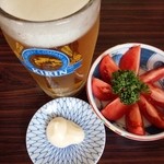 ゆ～シティー蒲田 - 生ビール、冷やしトマト