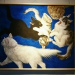 薬膳スープカレー・シャナイア - 壁には猫ちゃんの絵画が飾られています