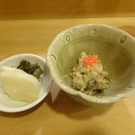 万ん卯 - 2015.9　漬物＆おから～じゃなくて～香の物＆卯の花って感じ～食べると違いが判るょ～(^O^)