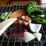 地鶏の京都 - 焼いてます(笑)