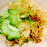 おかかと混ぜて、醤油をたらしていただきます