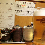 かぐら - まぜそばビールセット 1,000円。