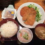Manten Sakaba - 鰯フライ定食+納豆