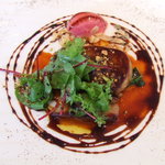 ラトラス - ２０１０年５月 『フレッシュフォアグラのソテー、桃のコンポートとペーシュドヴィーヌのソルベ　ペドロヒメネス』