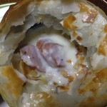 信夫温泉のんびり館 - 夕食・自家製ウィンナーのパイ包みの中