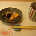 つるむらさきと小エビ、カジキ？の小鉢